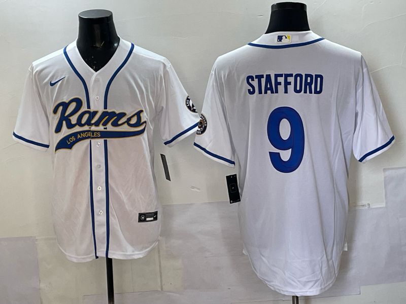 Men 2025 Los Angeles Rams #9 Stafford white Joint Name Nike Limited NFL Jersey style 001